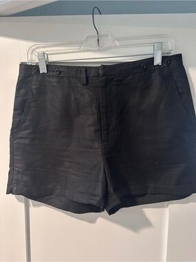 Black Linen Uniqlo High-Waist Shorts size 8